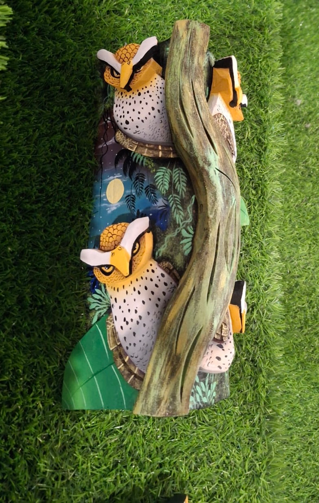 Máscara Brunca - Mediana - Panel madera & Búho águila 